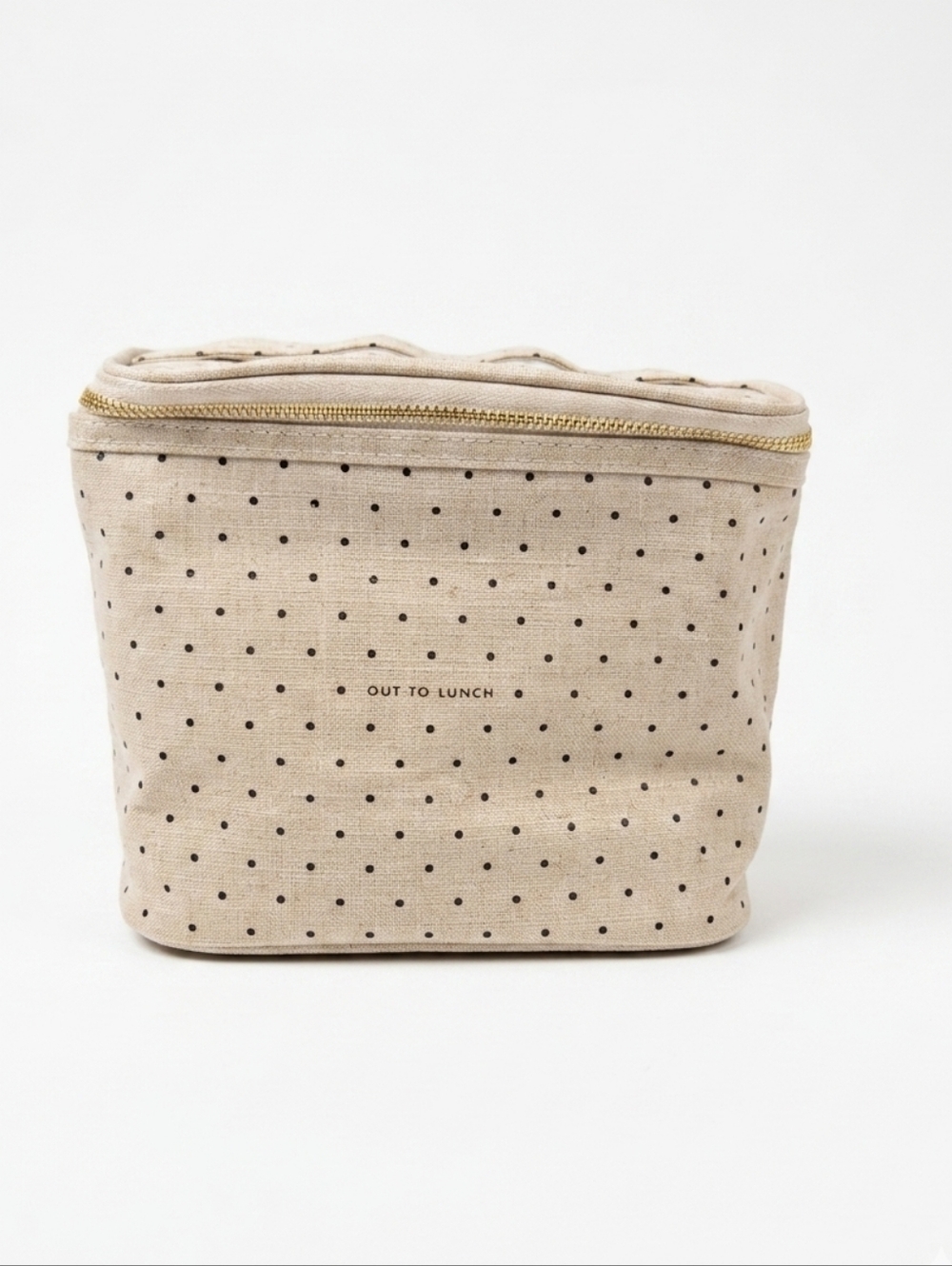 kate spade Beige Polka Dot Cosmetic Pouch with Gold Zipper